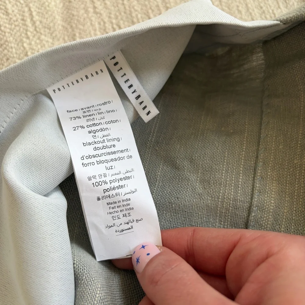 Pottery Barn Custom Belgian Flax Linen Blackout Blue Curtain Panel 42 x 128 in